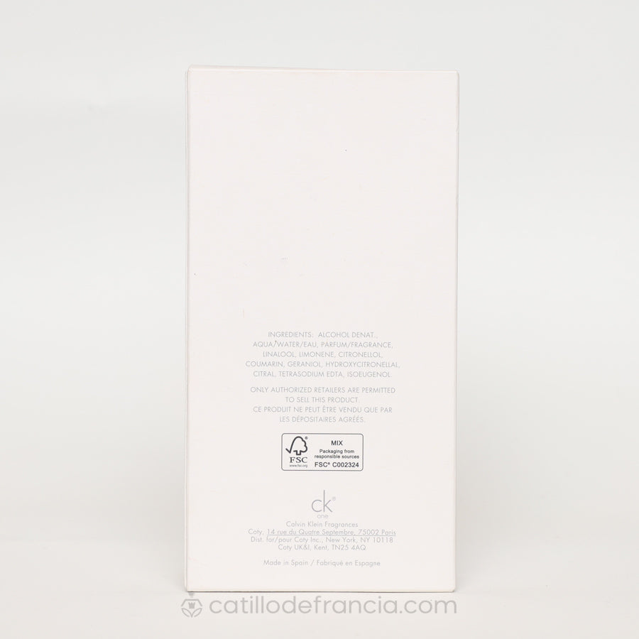 CK ONE BY CALVIN KLEIN EAU DE TOILETTE UNISEX 200ML - Perfumería Castillo de Francia