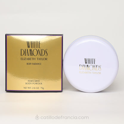 WHITE DIAMONDS BY ELIZABETH TAYLOR TALCO MUJER 75G - Perfumería Castillo de Francia