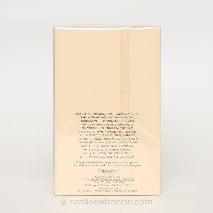 OBSESSION BY CALVIN KLEIN EAU DE TOILETTE HOMBRE 125ML - Perfumería Castillo de Francia