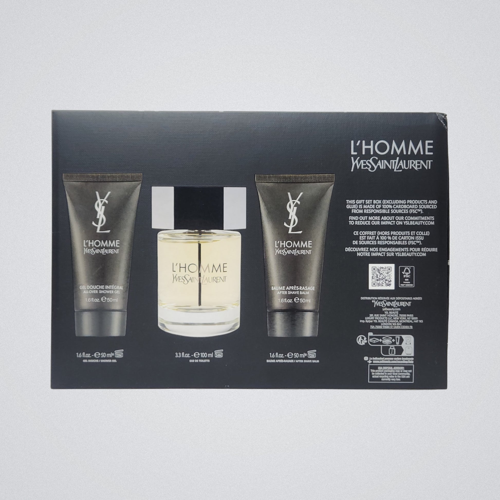 Estuche YSL L'Homme by Yves Saint Laurent Eau de Toilette Hombre +2, Presentación de 100ml, Original con envío gratis en México.